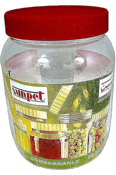 SunPet Large Red Top Plastic Food Storage Canister Size 1000 ml, Pack of 1