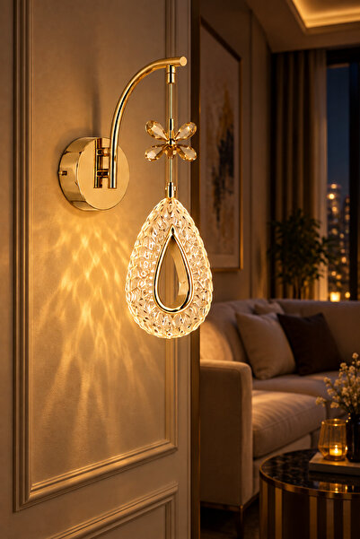 Ulucam Aydınlatma Gold LED Duvar Apliği Armut Model Modern Dekoratif Salon Ko...
