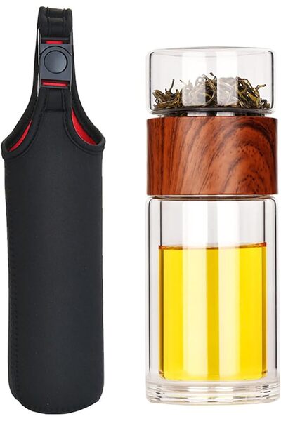 GENERAL 300ml Glass Tea Infuser by Lifejong, Double Wall Portable Travel Tea ...