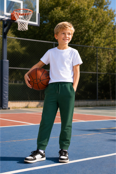 Rolypoly Jogger sweatpants for boys with Elastic Waist, drawstring and side p...