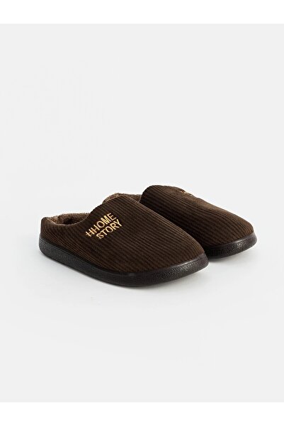 LC Waikiki Lcw Steps Brown Embroidered Men's House Slippers