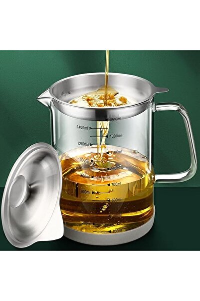 NALACAL 1.5L/50oz Glass Bacon Grease Container with Strainer, Cooking Oil Sto...
