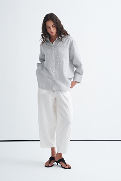 EBU Prive Women's Oversize Shirt with Pockets White