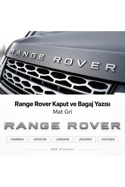 Range Rover Kaput ve Bagaj Yazısı Mat Gri Komple Set