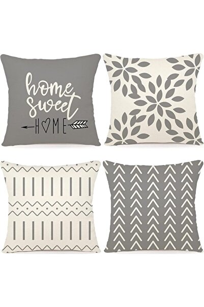 ELECDON أغطية وسائد مقاس 18×18، مجموعة من 4 قطع، غطاء وسادة عصري للأريكة، غطا...