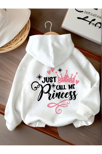MITHRAS OUTDOORS سويت شيرت أبيض للجنسين مطبوع عليه Call Me Princess على الظهر...