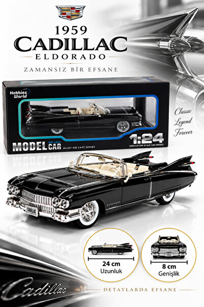 PONİKİDO Hobbiez World Cadillac Eldorado 1959 1:24 Die-Cast Metal Model Araba...