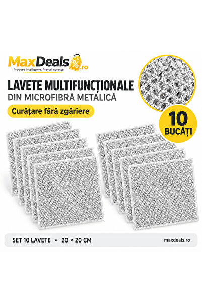 Generic Brand Lavete Anti-Grasime din Microfibra Metalica, Set 10 bucati