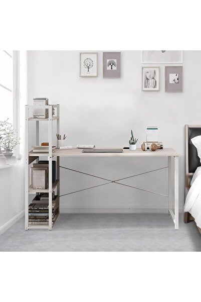 DASEN 100x55x110cm Home Office Writing Computer Desk Study Table with Bookshe...