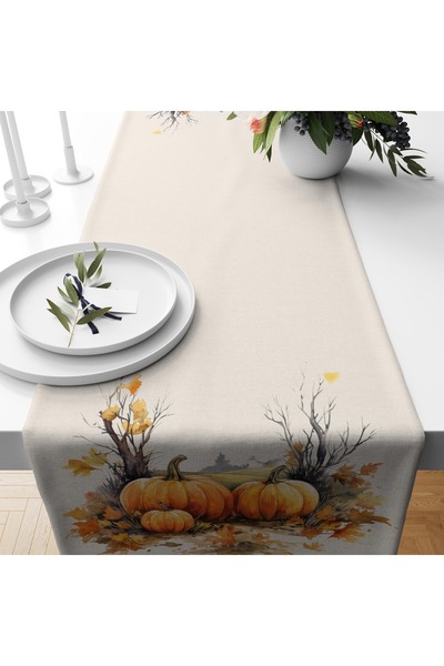 Filamente Digital Printed Runner - Floral/Pumpkin Patterned / Autumn / Hallow...
