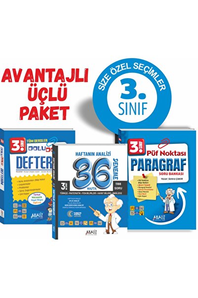 Analiz Yayınları 3.SINIF AVANTAJLI ÜÇLÜ SET (HAFTANIN ANALİZİ+PARAGRAF+DEFTERİM)