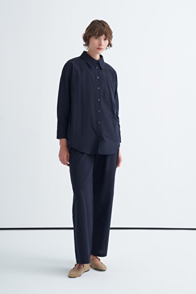 EBU Prive Basic Shirt Pants Set Navy Blue