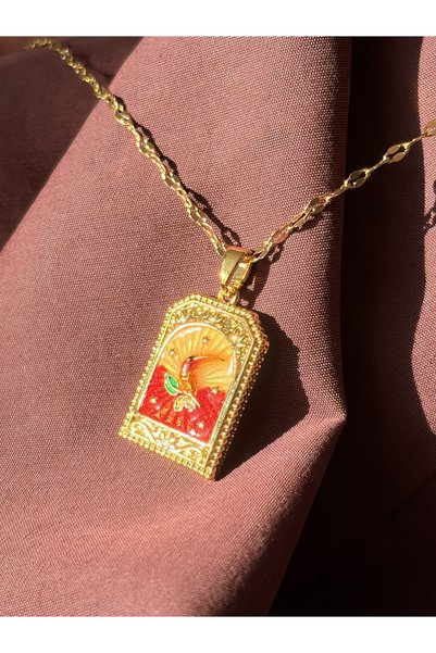 Çelik Gold Tarot Kolye