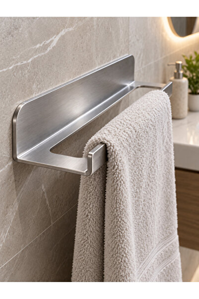 BERFİNO Stainless Steel Adhesive Towel Holder, Mounting Without Drilling, Str...