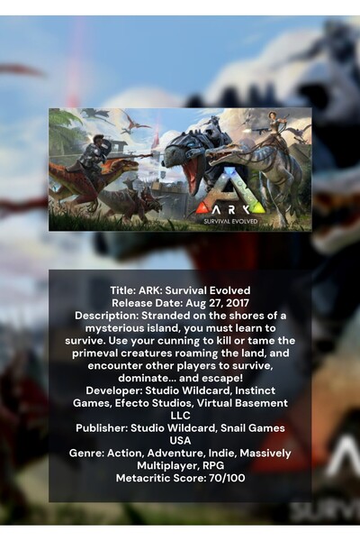 OEM ARK: Survival Evolved Αφίσα Ινφορματογραφίας, Παιχνίδι Επιβίωσης Δεινοσαύ...