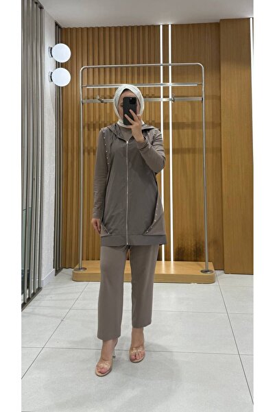 Jupe Kadın Safir Kumaş Örme 3’lü Taş Detaylı Takım 8685