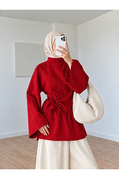 onlymoon Modal Kumaş Kemer Detaylı Tunik | Arkadan Bağlamalı Kadın Tesettür T...