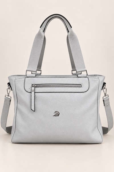 MILANOFOX Women's Light Gray Large Volume Multi-Compartment Soft Leather Zipp...