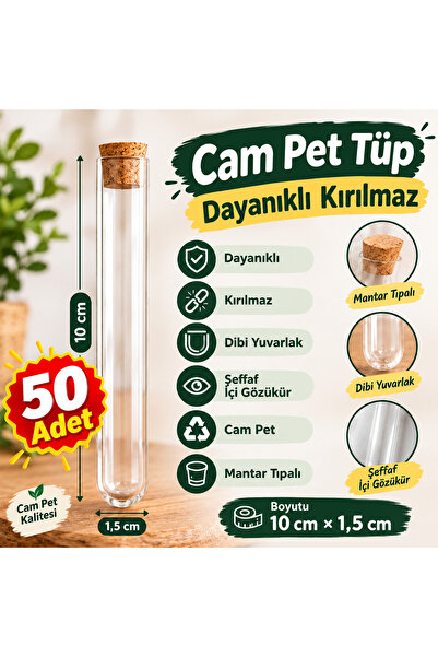 Genel Markalar 50 ADET Mini tüp Küçük cam pet şişe 10×1.5cm hediye tüpü altı ...