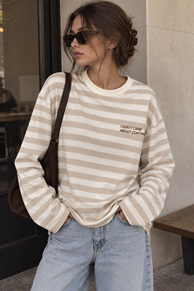 Machetta I'Dont Care Printed Long Striped T-Shirt