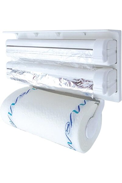 ECVV Plastic Triple Dispenser 3 in 1 Foil Cling Film Tissue Paper Roll Holder...