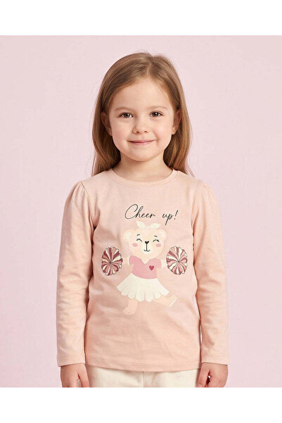 REDTAG Girls Pink Cheer Up Printed T-Shirt