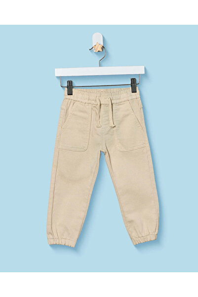 REDTAG Infant Boys Beige Knit Denim Joggers