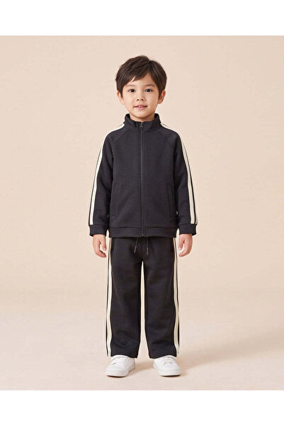 REDTAG Boys Black Taped Jogger Set 2 Piece