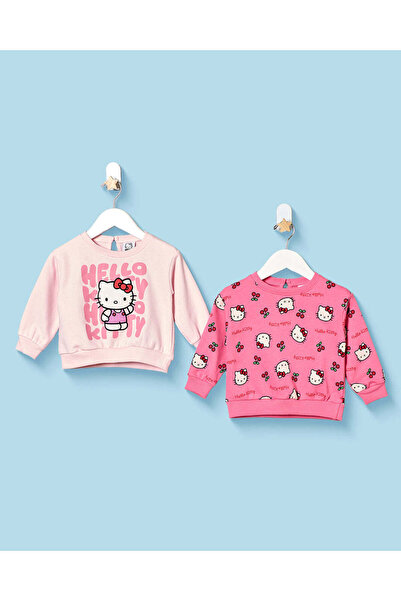 REDTAG بلوزات هالو كيتي باللونين الوردي والفوشيا للرضيعات، عبوة من قطعتين
