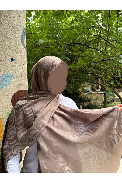 shalby شال جاكار من القطن الناعم ذو نمط الحلقات الكبيرة الجديد، لون بني حليبي