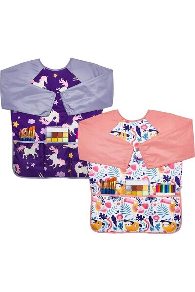 GENERAL KASTWAVE 2 Pack Kids Waterproof Art Smocks, Long Sleeve Painting Apro...