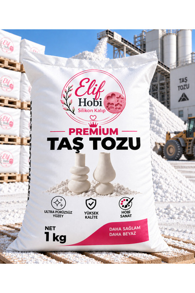 Elif Hobi Premium Taş Tozu - Hızlı Donan Profesyonel Taş Tozu - Mumluk Döküm Beton Harcı - Hobi Harcı 1 Kg