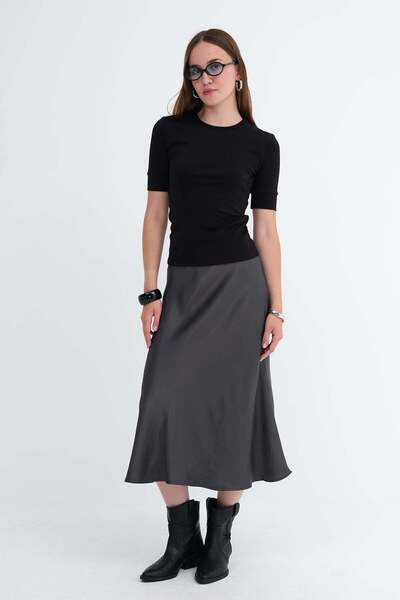 Addax Satin Midi Skirt E16025-T3