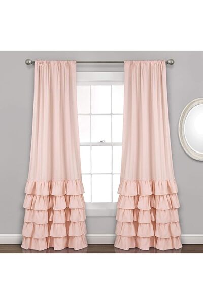 Lush Decor Allison Ruffle Curtains Window Panel Set for Living, Dining Room, ...