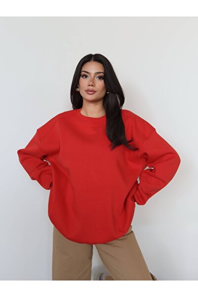 ESRAHELVACI Red Oversize Hooded Sweatshirt