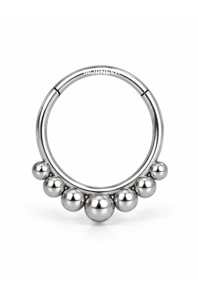 MORNEVA Cerrahi Çelik Sıralı Toplar Klipsli Halka Septum Daith Piercingi (1 A...