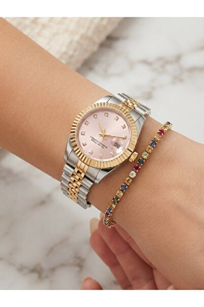 Feronnucci Women's Gold Wristwatch Bracelet Gift Stylish Steel Watch with Cal...