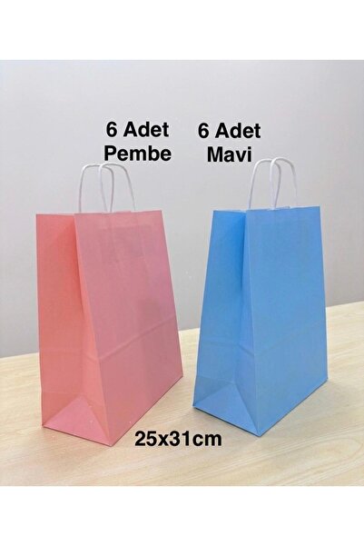 e Erta 12'li Set 6 Adet Mavi, 6 Adet pembe 25x31 Cm 12 Adet Hediye Poşeti , H...