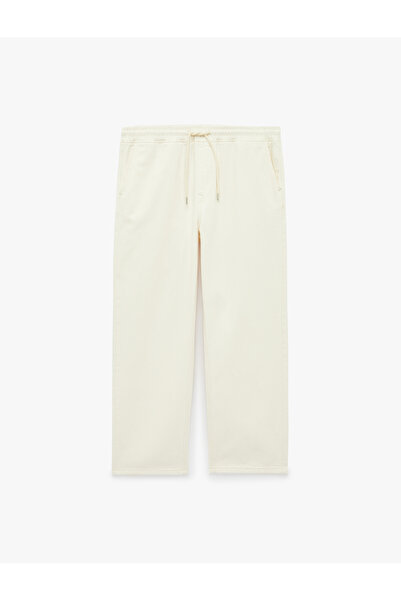 Koton Loose Fit Cotton Jogger Jean Pants with Pockets and Drawstring Waist