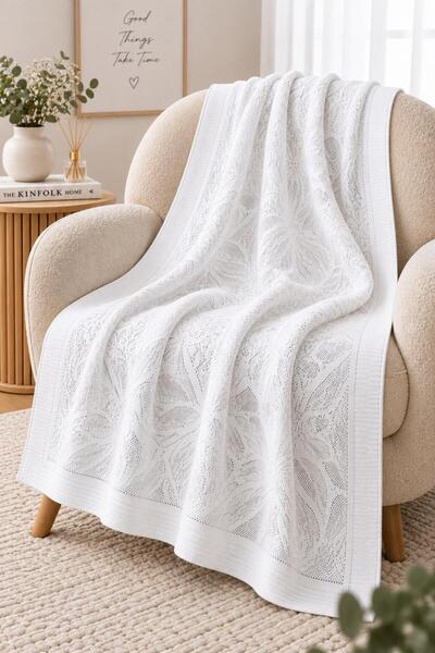 CNR TEKSTİL Butterfly Patterned Knitwear Baby Blanket