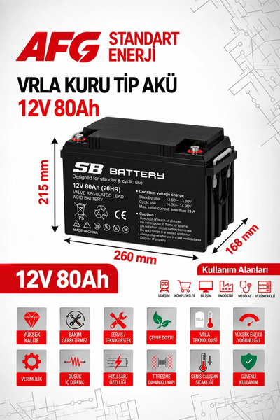 12V 80AH BAKIMSIZ KURU AKÜ