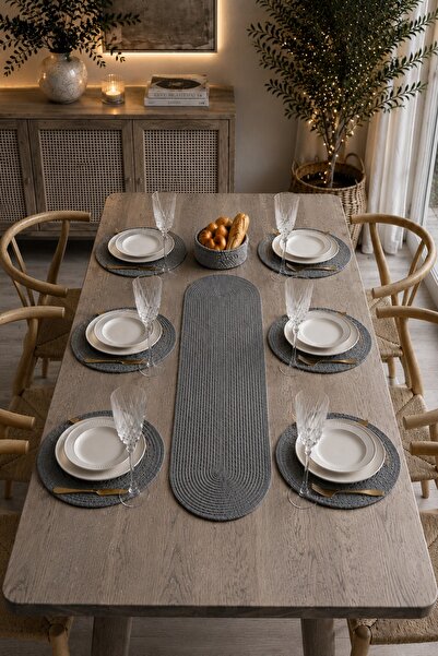 SİMEREV HALI HOME CONSEPT American Service Set 8 Pieces 6 Plates 1 Basket 1 R...