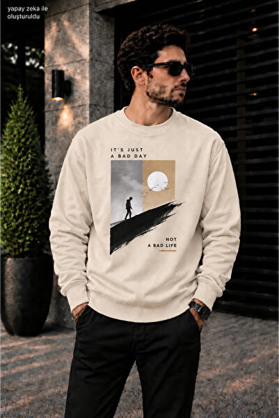 caddekombin Men's Walking Man Landscape Graphic Crew Neck Casual Regular Fit ...