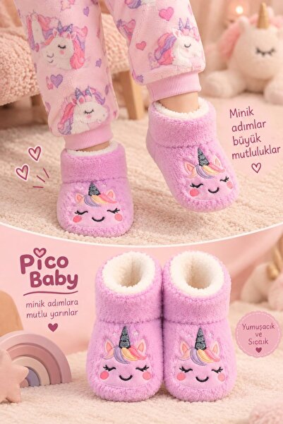 Pico Baby Bebek & Çocuk Kaydırmaz Tabanlı Ev Botu / Panduf / Kışlık Peluş Bot...
