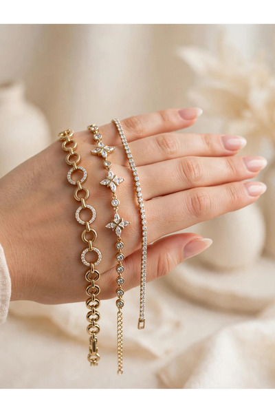 XP Xuping JEWELRY zarif zirkon taşlı 14ayar altın kaplama kadın Çelik bilekli...