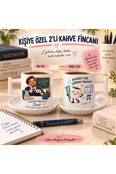 Sultan magnet hediyelik Kişiye Özel İsimli 2’li Kahve Fincanı Seti Öğretmenle...