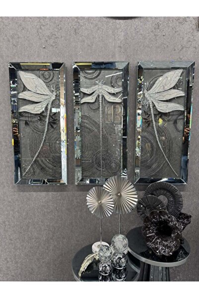 efe ayna dekor GÜMÜŞ YUSUFÇUKLAR- 3'LÜ GÜMÜŞ AYNALI TABLO SETİ-40x90cm (40x90...