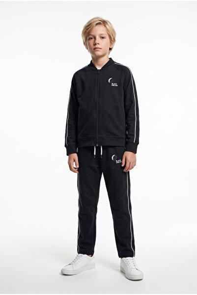 Toontoy Boy's Black One Air Printed Tracksuit Set