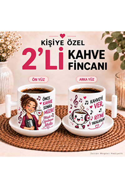 Sultan magnet hediyelik Kişiye Özel İsimli 2’li Kahve Fincanı Seti Öğretmenle...