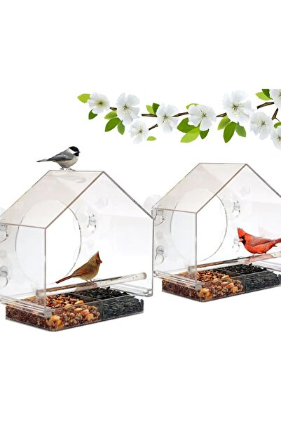 NATUREANGEL Natural Aniwer Premium Quality Transparent Plastic Bird Feeder fo...